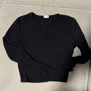 Garage Black Long Sleeve Top with Cut-Out